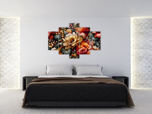 Obraz - Oranžovo-červené kvety (150x105 cm)