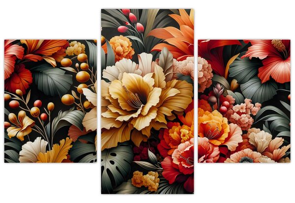 Obraz - Oranžovo-červené kvety (90x60 cm)