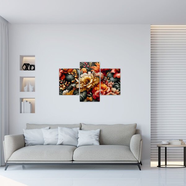 Obraz - Oranžovo-červené kvety (90x60 cm)