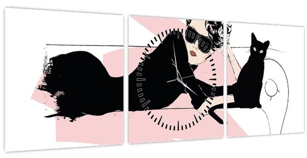 Obraz - Fashion lady (s hodinami) (90x30 cm)