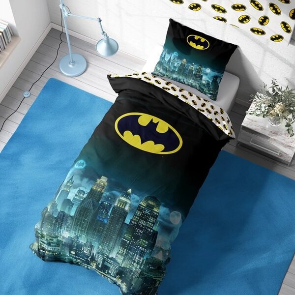 Bavlnené posteľné obliečky Batman – motív Nočný Gotham - 100% bavlna - 70x90 cm + 140x200 cm