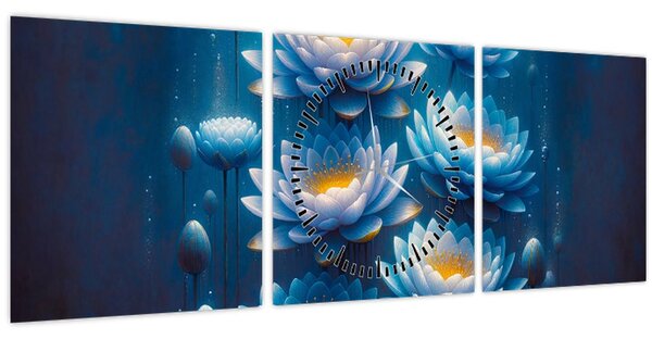 Obraz - Lekná pod hladinou (s hodinami) (90x30 cm)