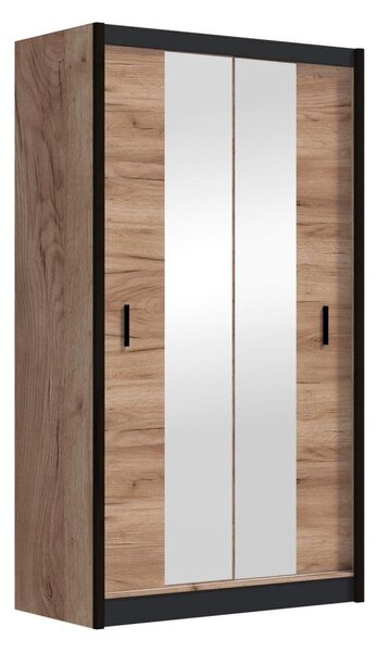 Šatní skriňa MIRO 120x215 cm dub craft s zrkadlom čierna