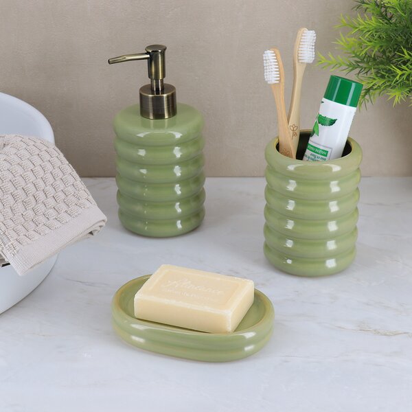 Dávkovač mydla Olive, zelená/so zlatými prvkami, 400 ml