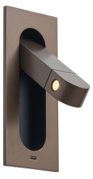 Moderné nástenné svietidlo tmavý bronz vrátane LED a portu USB-C - Hilton