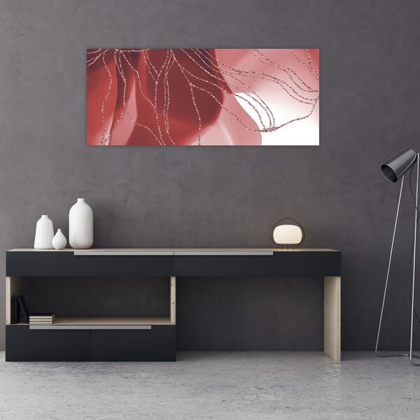 Obraz - Červená abstraktná kvetina N⁰1 (120x50 cm)