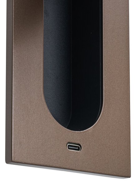 Moderné nástenné svietidlo tmavý bronz vrátane LED a portu USB-C - Hilton