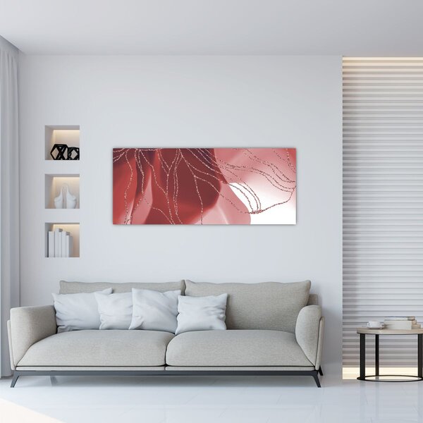 Obraz - Červená abstraktná kvetina N⁰1 (120x50 cm)