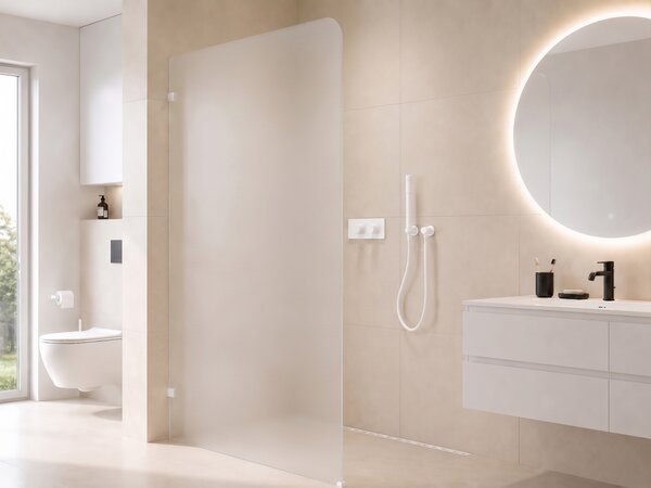 CERANO - Sprchová zástena Walk-in Orbis - Ľavá - 8 mm - biela matná, mliečne sklo - 70x200 cm