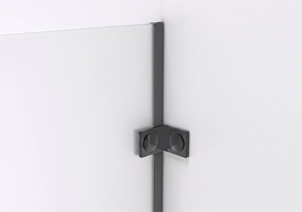 CERANO - Sprchová zástena Walk-in Orbis Round - Ľavá - 8 mm - guľatá vzpera - čierna matná, mliečne sklo - 110x200 cm