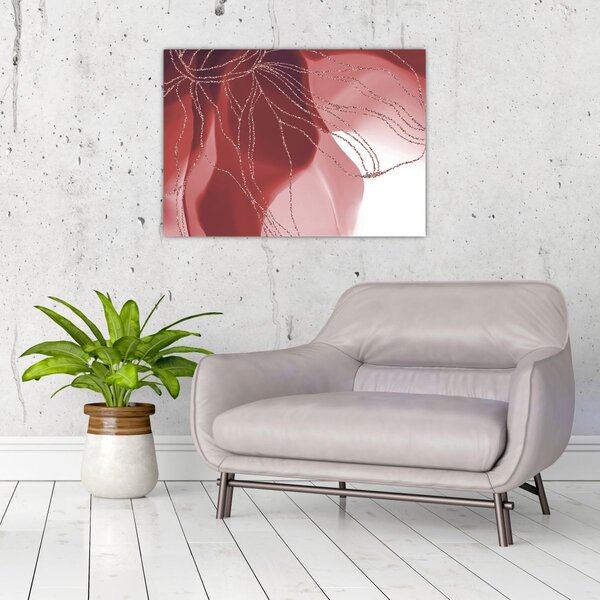 Obraz - Červená abstraktná kvetina N⁰1 (70x50 cm)