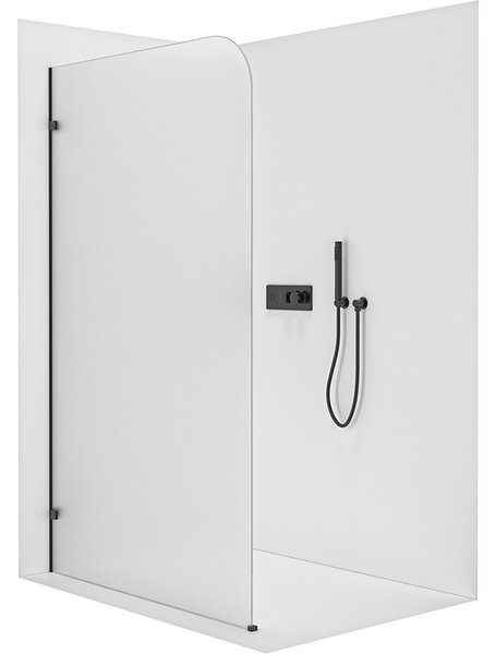 CERANO - Sprchová zástena Walk-in Orbis - Ľavá - 8 mm - čierna matná, mliečne sklo - 70x200 cm