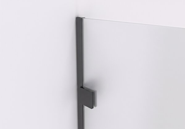 CERANO - Sprchová zástena Walk-in Orbis Round - Ľavá - 8 mm - guľatá vzpera - čierna matná, mliečne sklo - 110x200 cm