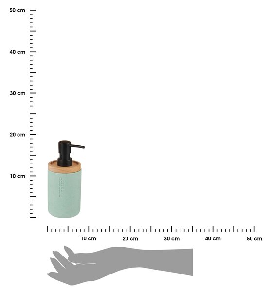 Dávkovač mydla Loudis, mätová/s drevenými a čiernymi prvkami, 280 ml