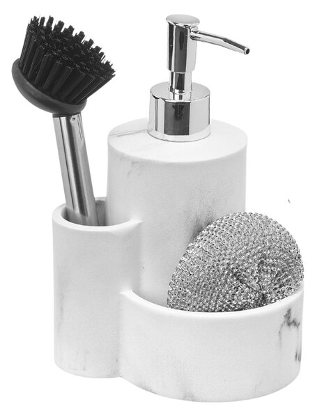 Dávkovač saponátu Marble, biela/s chrómovými prvkami