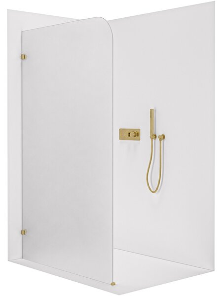 CERANO - Sprchová zástena Walk-in Orbis - Ľavá - 8 mm - zlatá kartáčovaná, mliečne sklo - 70x200 cm
