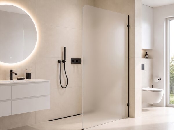 CERANO - Sprchová zástena Walk-in Orbis - Pravá - 8 mm - čierna matná, mliečne sklo - 70x200 cm