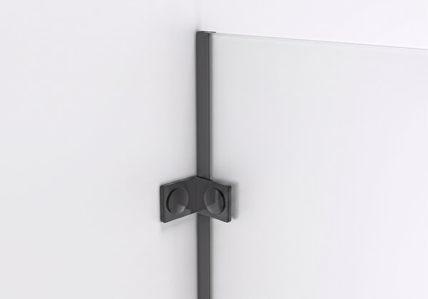 CERANO - Sprchová zástena Walk-in Orbis Round - Pravá - 8 mm - guľatá vzpera - čierna matná, mliečne sklo - 110x200 cm