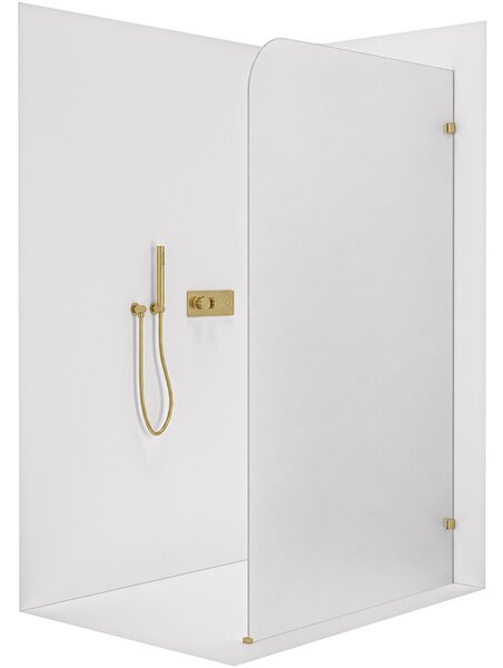 CERANO - Sprchová zástena Walk-in Orbis - Pravá - 8 mm - zlatá kartáčovaná, mliečne sklo - 70x200 cm
