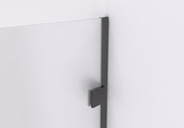 CERANO - Sprchová zástena Walk-in Orbis Round - Pravá - 8 mm - guľatá vzpera - čierna matná, mliečne sklo - 110x200 cm