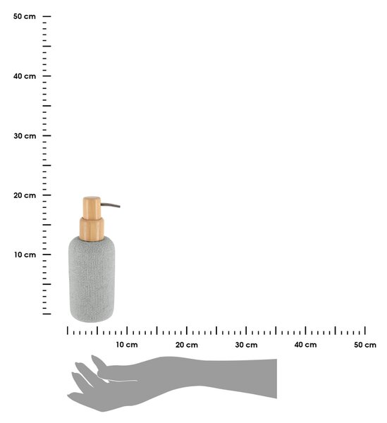 Dávkovač mydla Solena, sivá/s drevenými prvkami, 340 ml