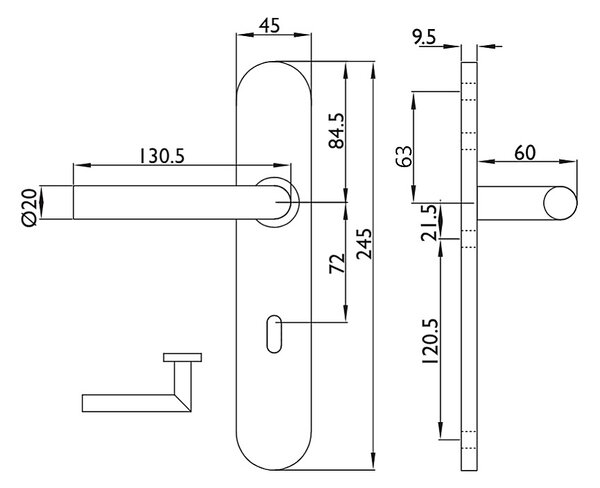 Dverné kovanie TWIN VISION (E - Nerez matný), kľučka-kľučka, Otvor na cylindrickú vložku PZ, Twin E (nerez matná), 72 mm