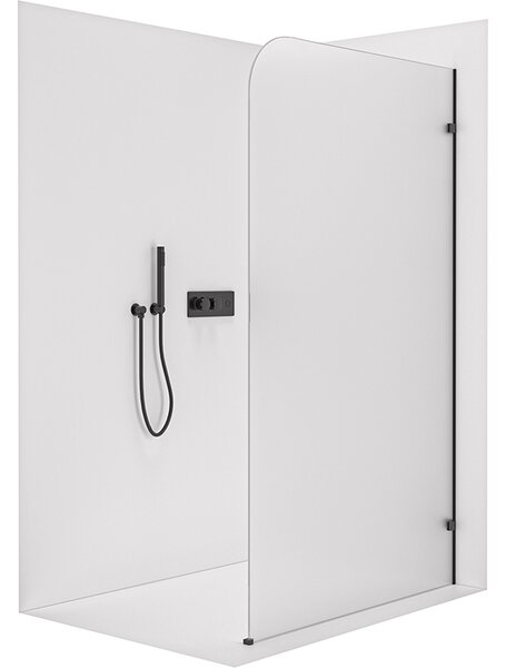CERANO - Sprchová zástena Walk-in Orbis - Pravá - 8 mm - čierna matná, mliečne sklo - 70x200 cm