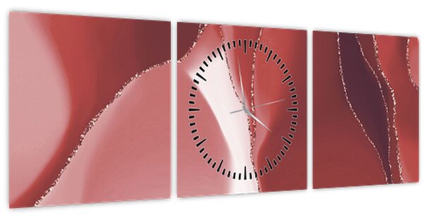Obraz - Červená abstraktná kvetina N⁰3 (s hodinami) (90x30 cm)