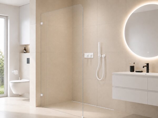 CERANO - Sprchová zástena Walk-in Orbis Ľ/P - 8 mm - biela matná, transparentné sklo - 70x200 cm