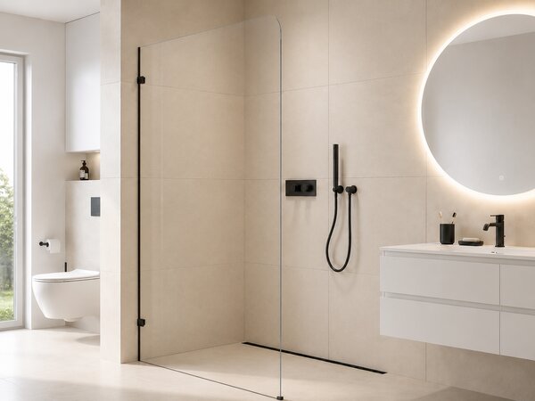 CERANO - Sprchová zástena Walk-in Orbis Ľ/P - 8 mm - čierna matná, transparentné sklo - 70x200 cm