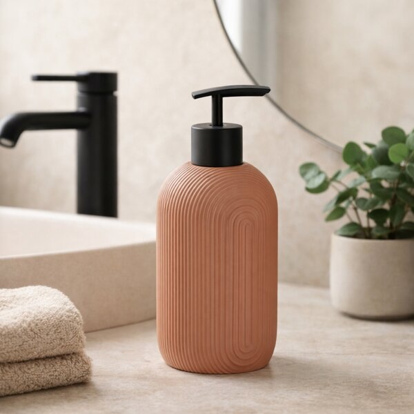 Dávkovač mydla Elya, púdrová/s čiernymi prvkami, 400 ml