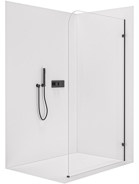 CERANO - Sprchová zástena Walk-in Orbis Ľ/P - 8 mm - čierna matná, transparentné sklo - 70x200 cm