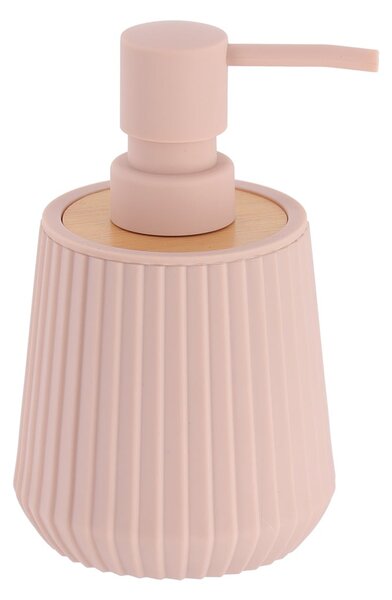Dávkovač mydla Roza, ružová/s drevenými prvkami, 250 ml