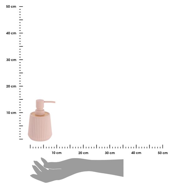 Dávkovač mydla Roza, ružová/s drevenými prvkami, 250 ml