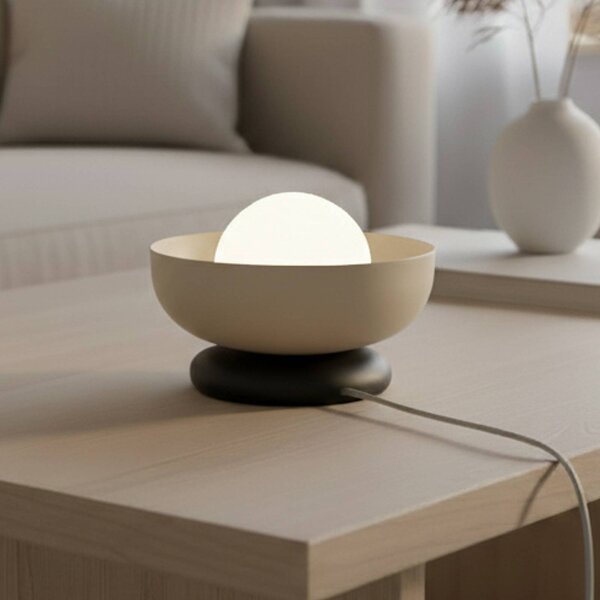 Stolová lampa Ozzy LN1, béžová, oceľ/sklo, výška 13 cm, G9, Krémová / jantárovo žltá, Obývacia izba / jedáleň, kov, Moderný