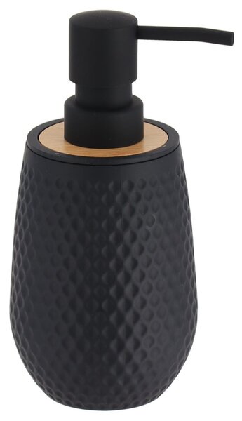 Dávkovač mydla Tova, čierna/s drevenými prvkami, 280 ml