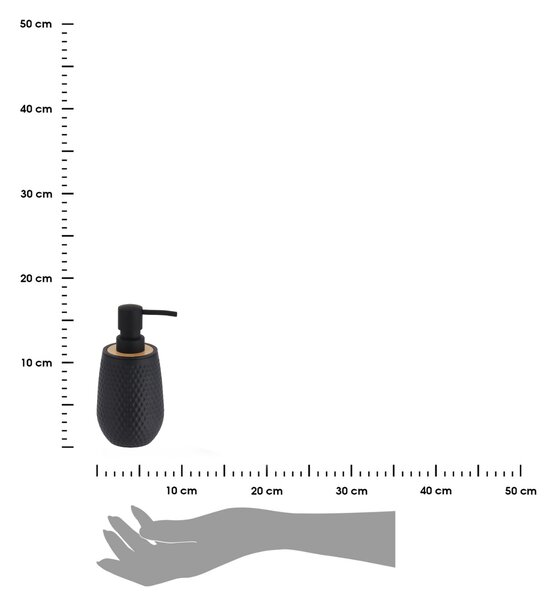 Dávkovač mydla Tova, čierna/s drevenými prvkami, 280 ml