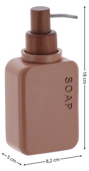 Dávkovač mydla Salva, hnedá/s drevenými prvkami, 300 ml