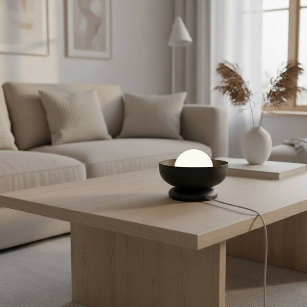 Stolová lampa Ozzy LN1, čierna, oceľ/sklo, výška 13 cm, G9, Čierna, Obývacia izba / jedáleň, kov, Moderný