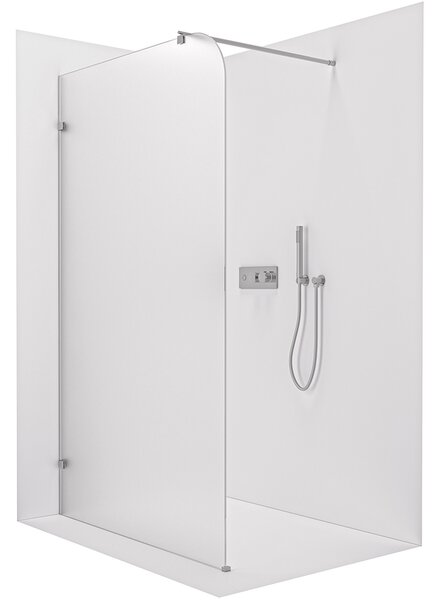CERANO - Sprchová zástena Walk-in Orbis Round - Ľavá - 8 mm - guľatá vzpera - chróm, mliečne sklo - 110x200 cm