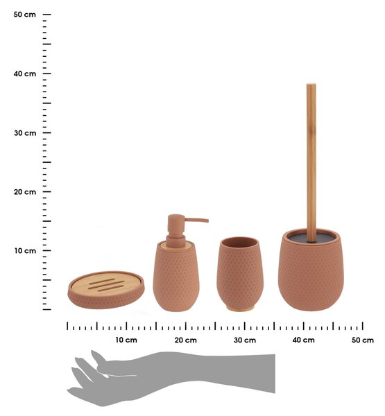 Sada kúpeľňových doplnkov Tova, cappuccino/s drevenými prvkami