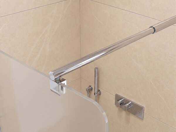 CERANO - Sprchová zástena Walk-in Orbis Round - Ľavá - 8 mm - guľatá vzpera - chróm, mliečne sklo - 110x200 cm