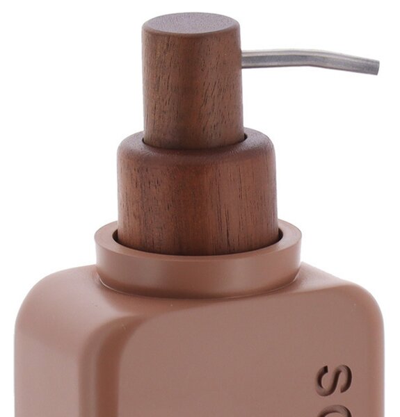 Dávkovač mydla Salva, hnedá/s drevenými prvkami, 300 ml