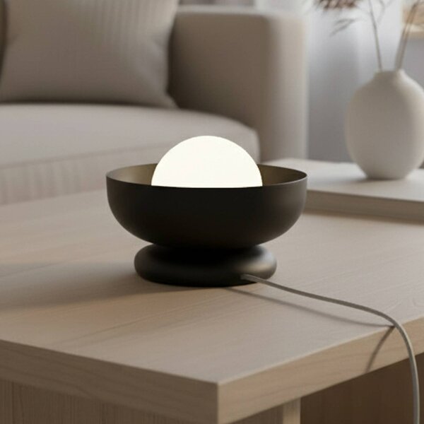 Stolová lampa Ozzy LN1, čierna, oceľ/sklo, výška 13 cm, G9, Čierna, Obývacia izba / jedáleň, kov, Moderný