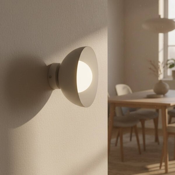 EMIBIG LIGHTING Nástenné svetlo Bibi K1, béžové, oceľ/sklo, Ø 18 cm, Krémová / jantárovo žltá, Obývacia izba / jedáleň, Sklo, Moderný, Nástenné svietidlo