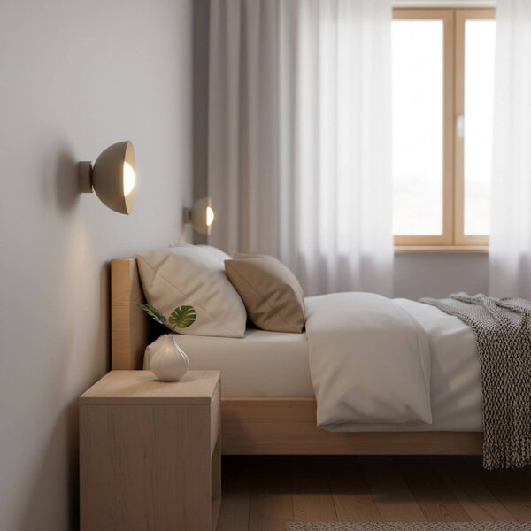 EMIBIG LIGHTING Nástenné svetlo Bibi K1, béžové, oceľ/sklo, Ø 18 cm, Krémová / jantárovo žltá, Obývacia izba / jedáleň, Sklo, Moderný, Nástenné svietidlo