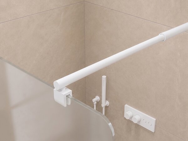 CERANO - Sprchová zástena Walk-in Orbis Round - Ľavá - 8 mm - guľatá vzpera - biela matná, mliečne sklo - 110x200 cm