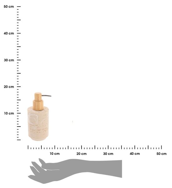 Dávkovač mydla Arva, krémová/s drevenými prvkami, 400 ml