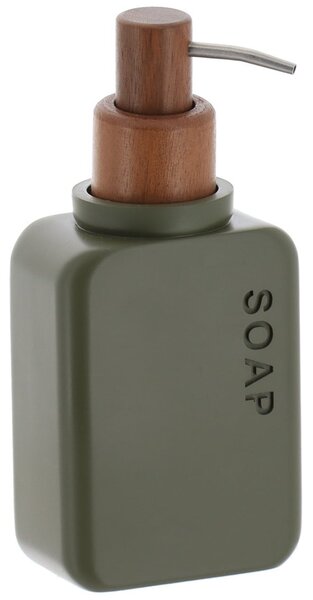 Dávkovač mydla Salva, olivová/s drevenými prvkami, 300 ml
