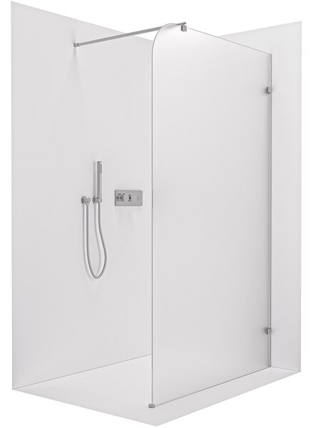 CERANO - Sprchová zástena Walk-in Orbis Round - Pravá - 8 mm - guľatá vzpera - chróm, mliečne sklo - 110x200 cm
